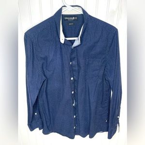 Graham.co slim fit mens blue dress shirt